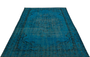 Traditional Design Blue Over Dyed Vintage Rug 5'2'' x 8'6'' ft 158 x 260 cm