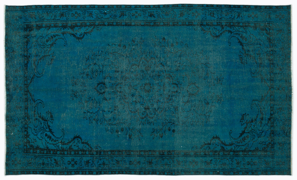 Traditional Design Blue Over Dyed Vintage Rug 5'2'' x 8'6'' ft 158 x 260 cm
