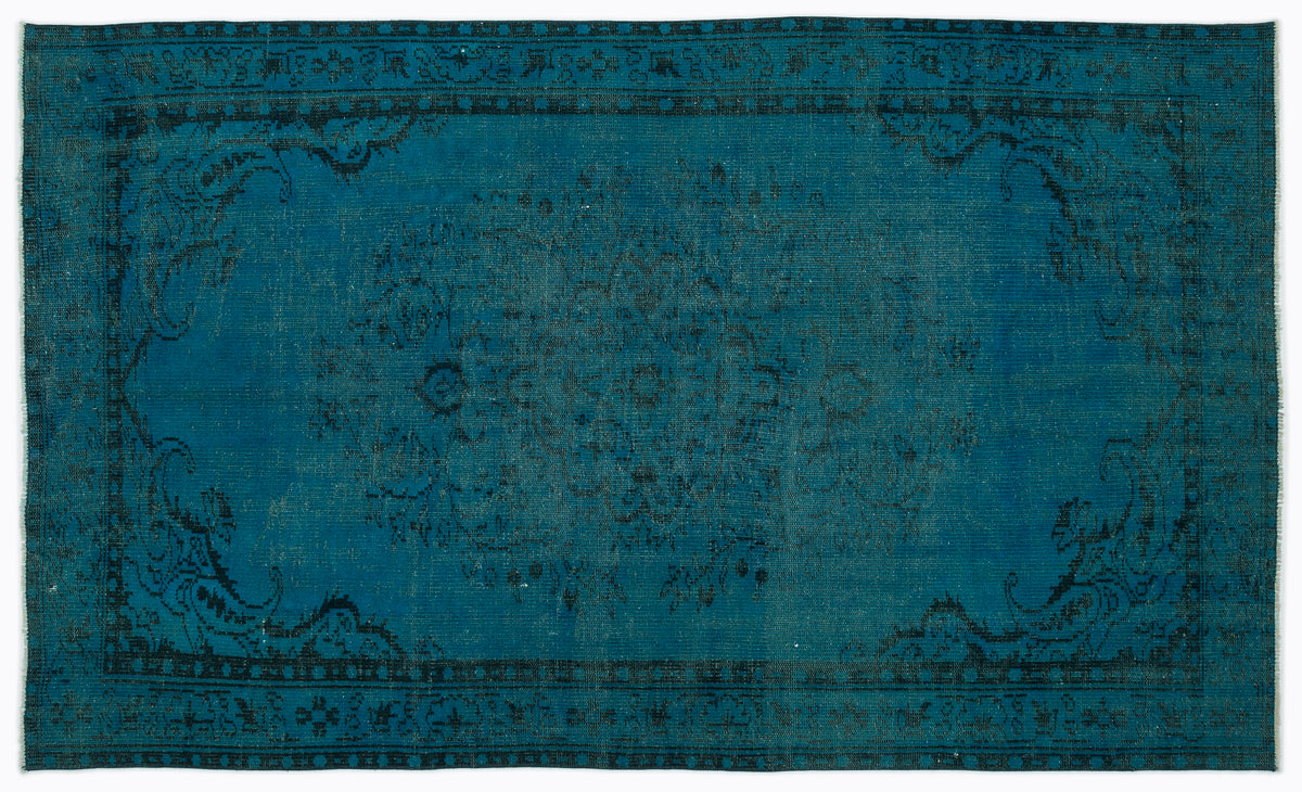 Traditional Design Blue Over Dyed Vintage Rug 5&#39;2&#39;&#39; x 8&#39;6&#39;&#39; ft 158 x 260 cm