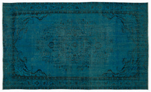 Traditional Design Blue Over Dyed Vintage Rug 5'2'' x 8'6'' ft 158 x 260 cm