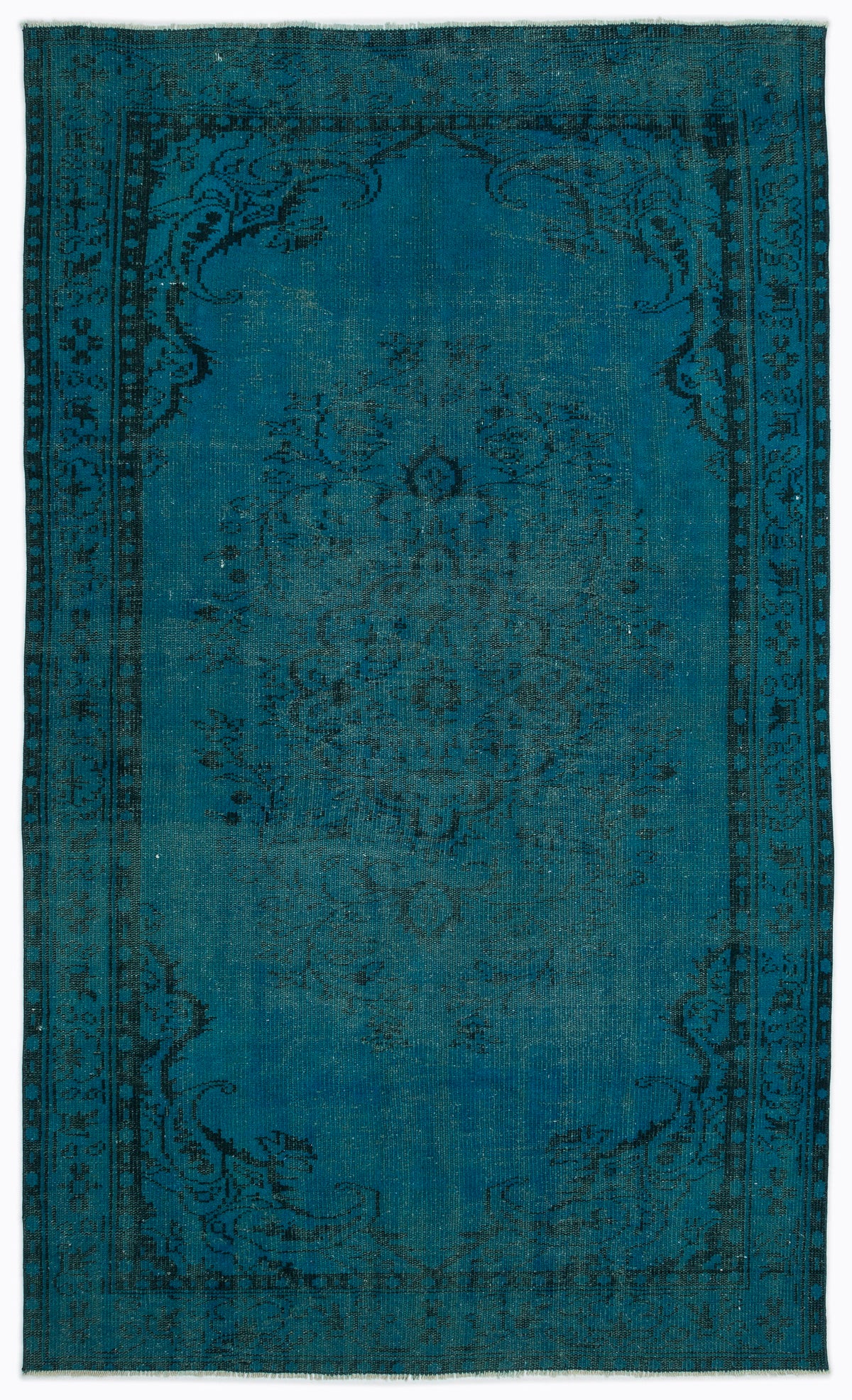 Traditional Design Blue Over Dyed Vintage Rug 5&#39;2&#39;&#39; x 8&#39;6&#39;&#39; ft 158 x 260 cm