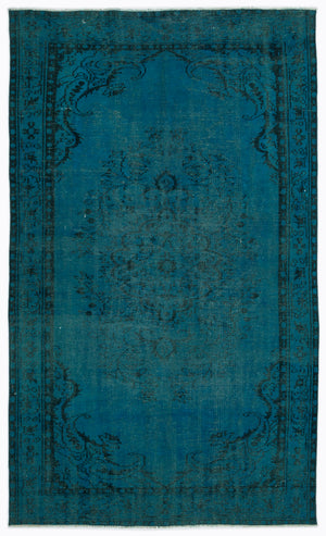 Traditional Design Blue Over Dyed Vintage Rug 5'2'' x 8'6'' ft 158 x 260 cm