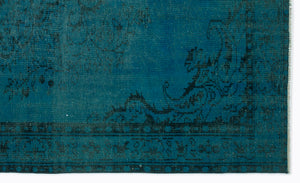 Traditional Design Blue Over Dyed Vintage Rug 5'2'' x 8'6'' ft 158 x 260 cm