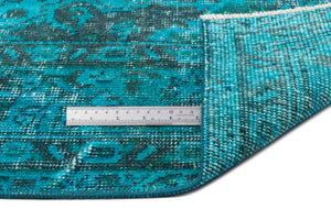 Turquoise  Over Dyed Vintage Rug 5'4'' x 8'11'' ft 162 x 271 cm
