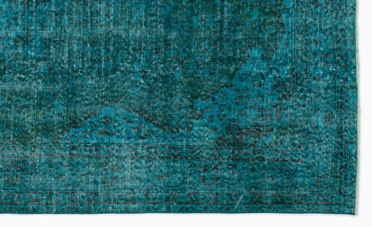 Turquoise  Over Dyed Vintage Rug 5&#39;4&#39;&#39; x 8&#39;11&#39;&#39; ft 162 x 271 cm