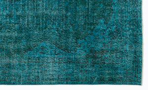 Turquoise  Over Dyed Vintage Rug 5'4'' x 8'11'' ft 162 x 271 cm
