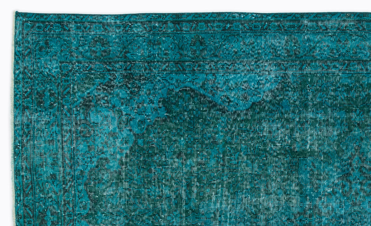Turquoise  Over Dyed Vintage Rug 5&#39;4&#39;&#39; x 8&#39;11&#39;&#39; ft 162 x 271 cm