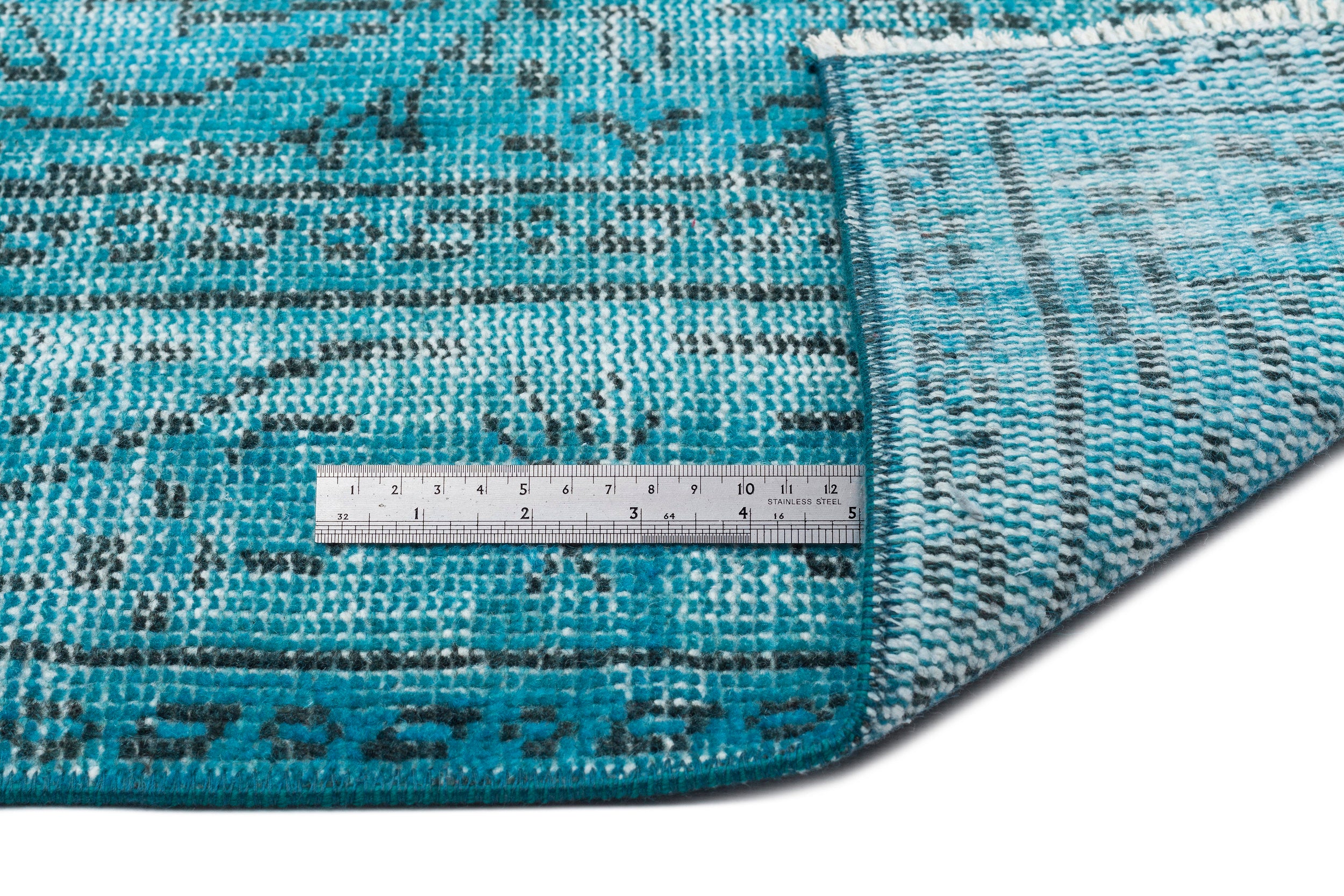 Turquoise  Over Dyed Vintage Rug 5'10'' x 9'6'' ft 178 x 290 cm