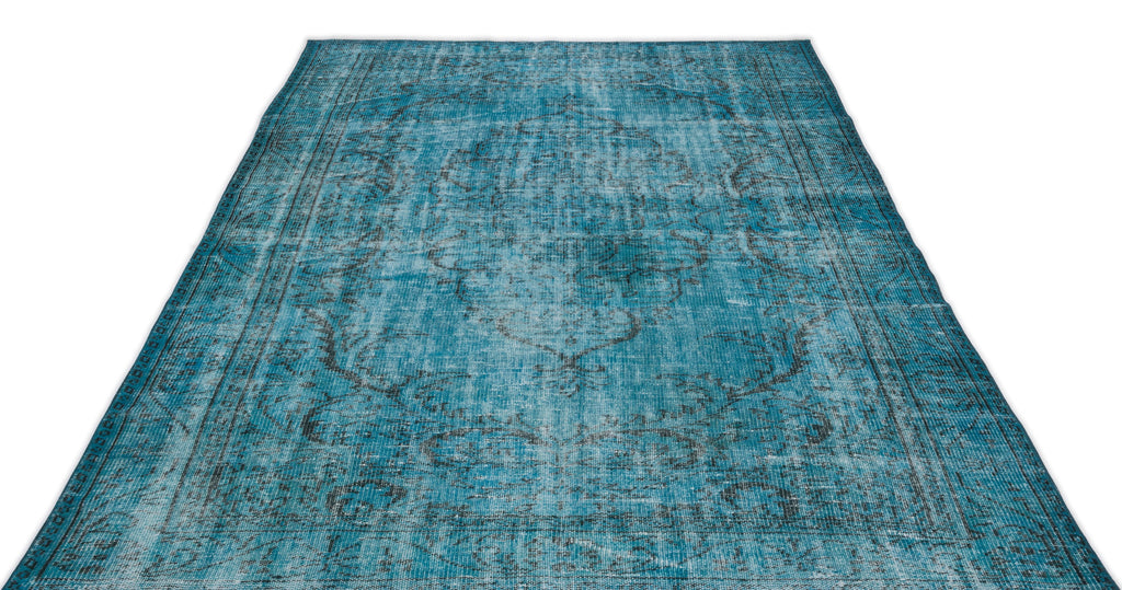 Turquoise  Over Dyed Vintage Rug 5'10'' x 9'6'' ft 178 x 290 cm