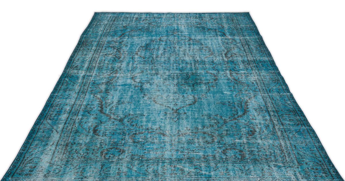 Turquoise  Over Dyed Vintage Rug 5&#39;10&#39;&#39; x 9&#39;6&#39;&#39; ft 178 x 290 cm