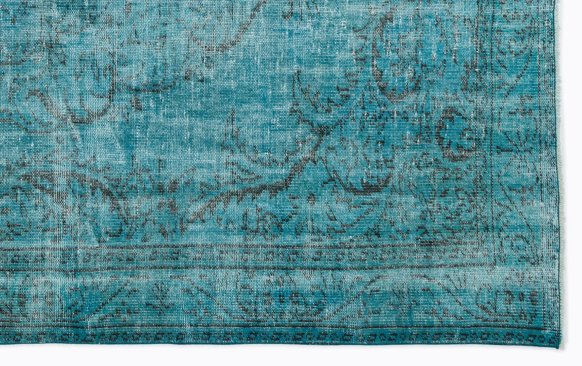 Turquoise  Over Dyed Vintage Rug 5&#39;10&#39;&#39; x 9&#39;6&#39;&#39; ft 178 x 290 cm