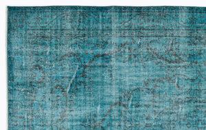Turquoise  Over Dyed Vintage Rug 5'10'' x 9'6'' ft 178 x 290 cm