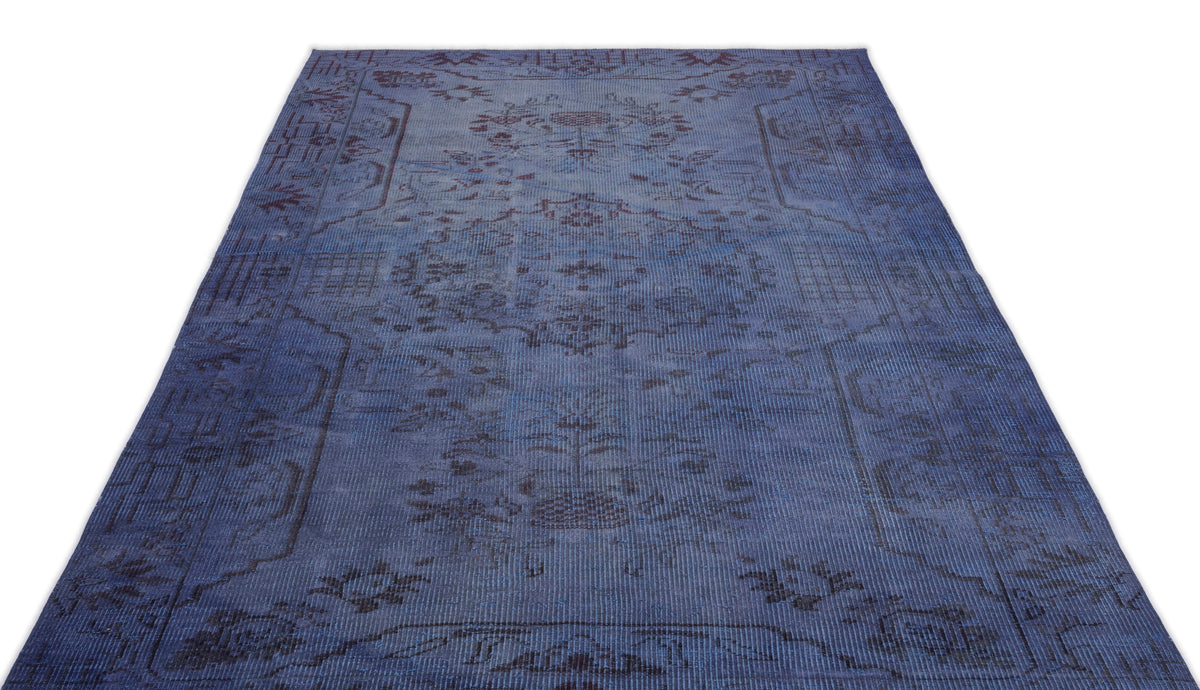Traditional Design Blue Over Dyed Vintage Rug 5&#39;3&#39;&#39; x 8&#39;8&#39;&#39; ft 160 x 265 cm
