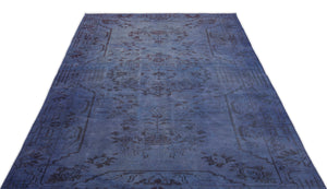 Traditional Design Blue Over Dyed Vintage Rug 5'3'' x 8'8'' ft 160 x 265 cm