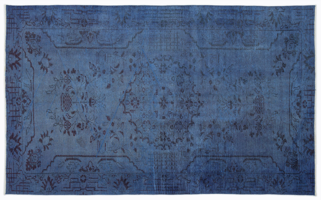 Traditional Design Blue Over Dyed Vintage Rug 5'3'' x 8'8'' ft 160 x 265 cm