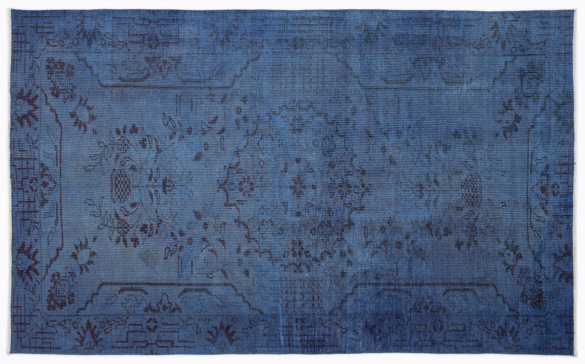 Traditional Design Blue Over Dyed Vintage Rug 5&#39;3&#39;&#39; x 8&#39;8&#39;&#39; ft 160 x 265 cm