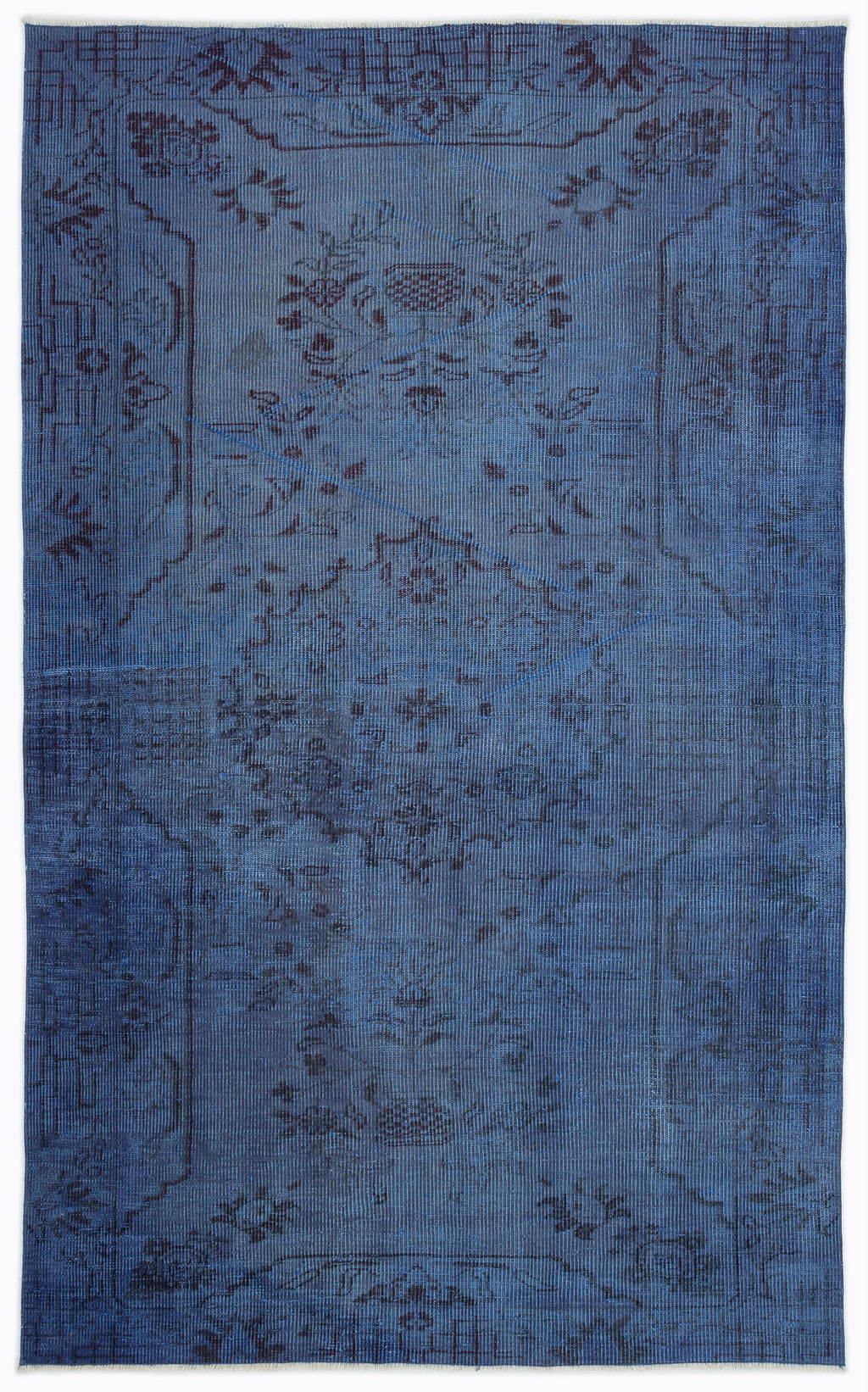 Traditional Design Blue Over Dyed Vintage Rug 5'3'' x 8'8'' ft 160 x 265 cm