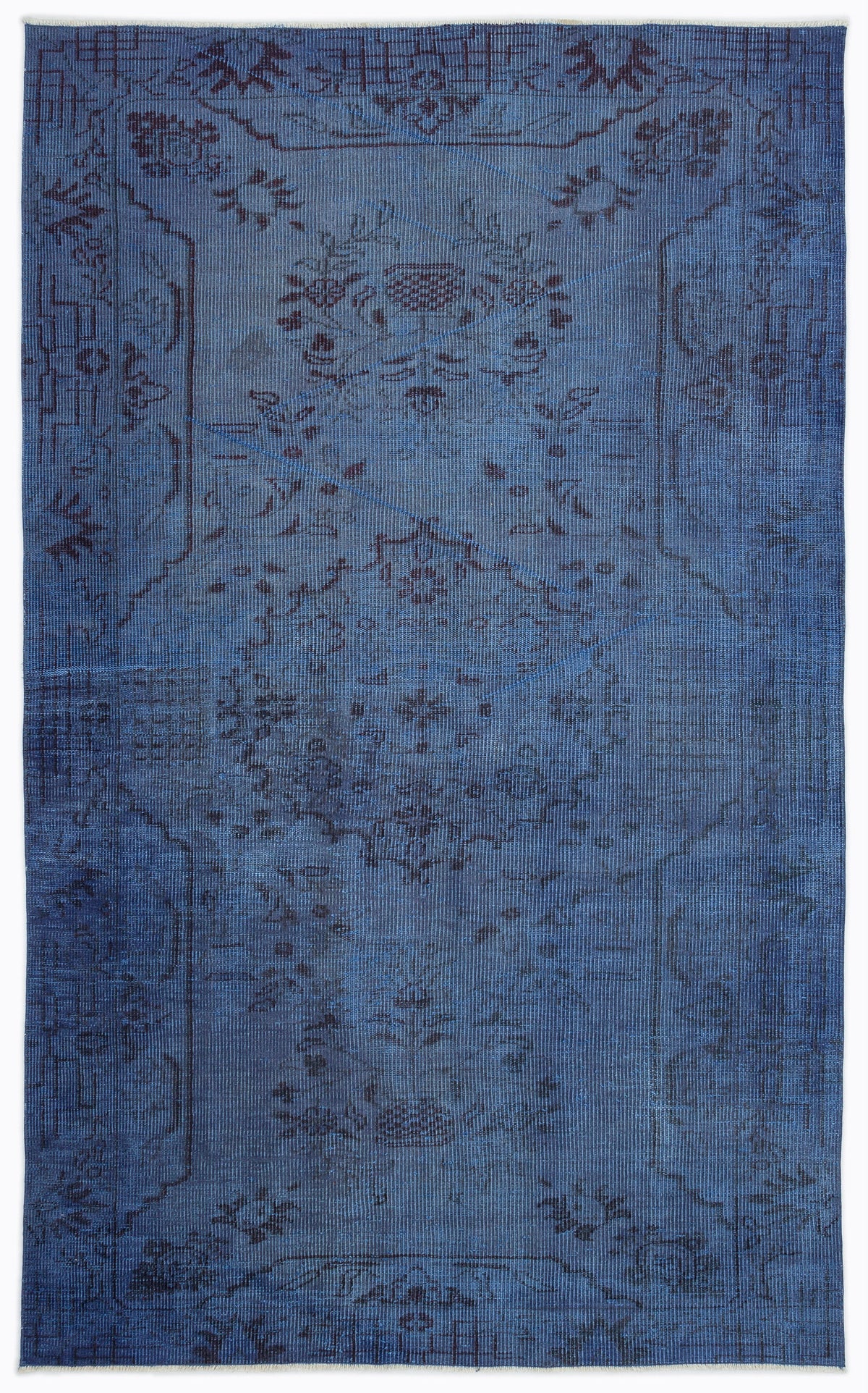 Traditional Design Blue Over Dyed Vintage Rug 5&#39;3&#39;&#39; x 8&#39;8&#39;&#39; ft 160 x 265 cm