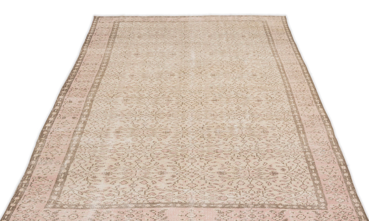 Beige Over Dyed Vintage Rug 5&#39;3&#39;&#39; x 8&#39;8&#39;&#39; ft 160 x 265 cm