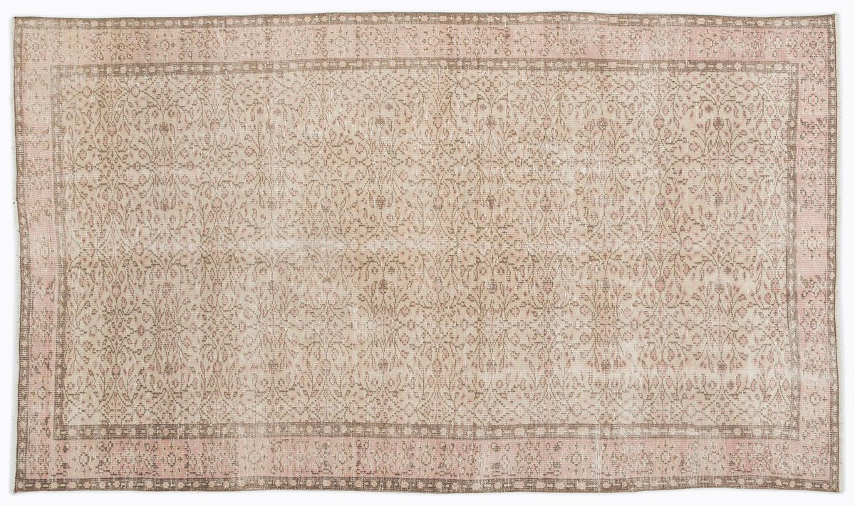 Beige Over Dyed Vintage Rug 5&#39;3&#39;&#39; x 8&#39;8&#39;&#39; ft 160 x 265 cm