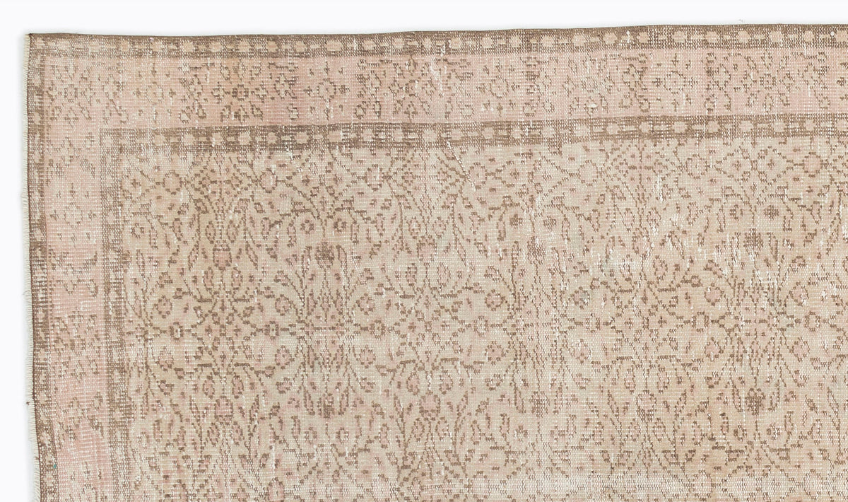 Beige Over Dyed Vintage Rug 5&#39;3&#39;&#39; x 8&#39;8&#39;&#39; ft 160 x 265 cm