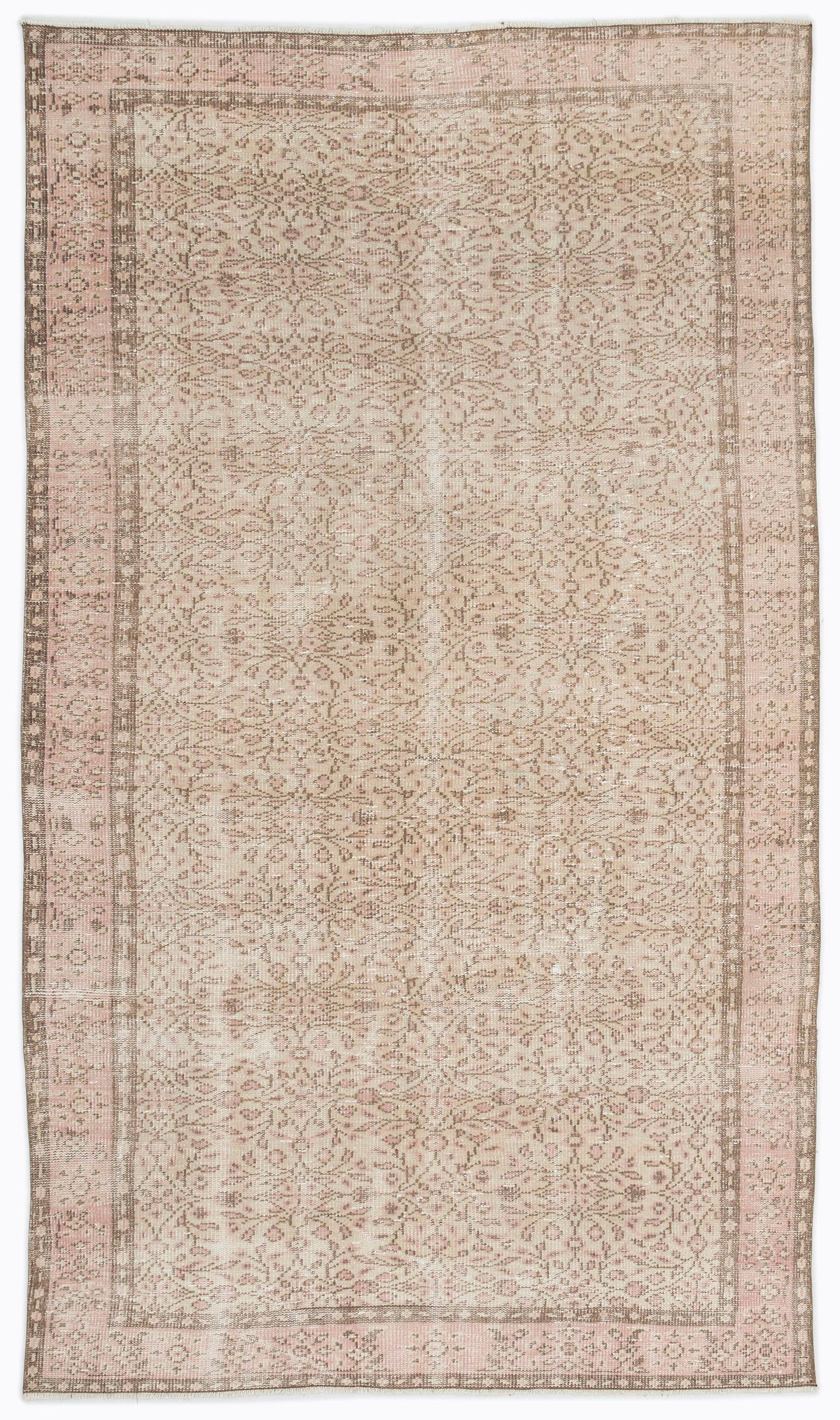 Beige Over Dyed Vintage Rug 5&#39;3&#39;&#39; x 8&#39;8&#39;&#39; ft 160 x 265 cm