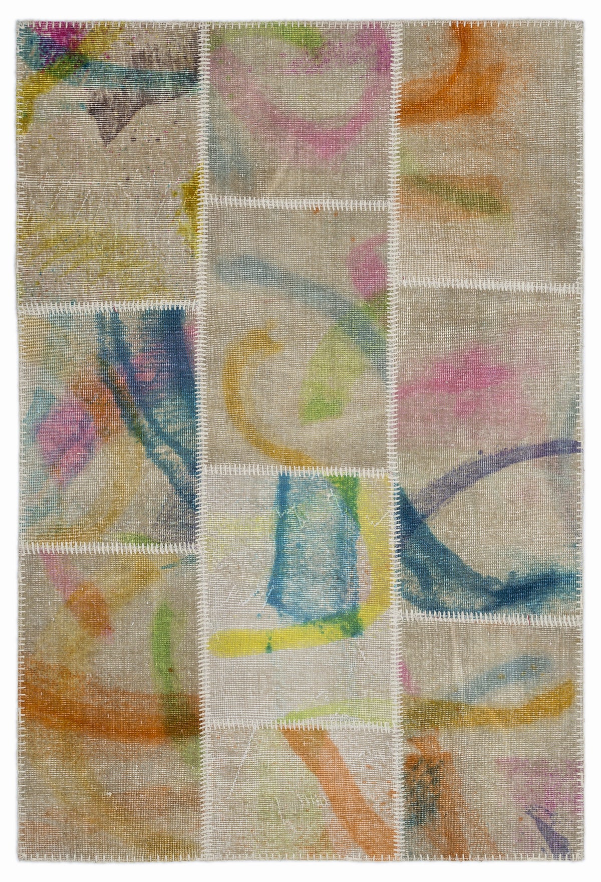 Retro Over Dyed Patchwork Unique Rug 3&#39;11&#39;&#39; x 5&#39;11&#39;&#39; ft 120 x 180 cm