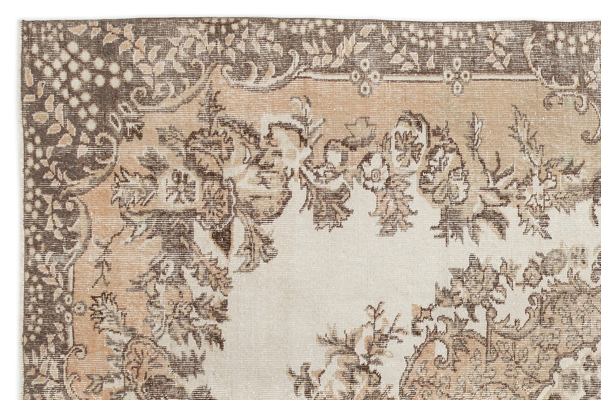 Beige Over Dyed Vintage Rug 6&#39;5&#39;&#39; x 9&#39;8&#39;&#39; ft 195 x 295 cm