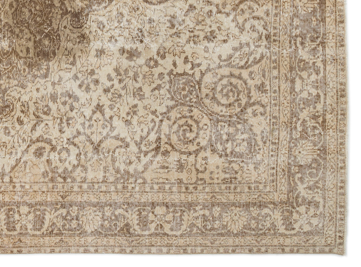 Beige Over Dyed Vintage Rug 7&#39;2&#39;&#39; x 9&#39;11&#39;&#39; ft 219 x 301 cm