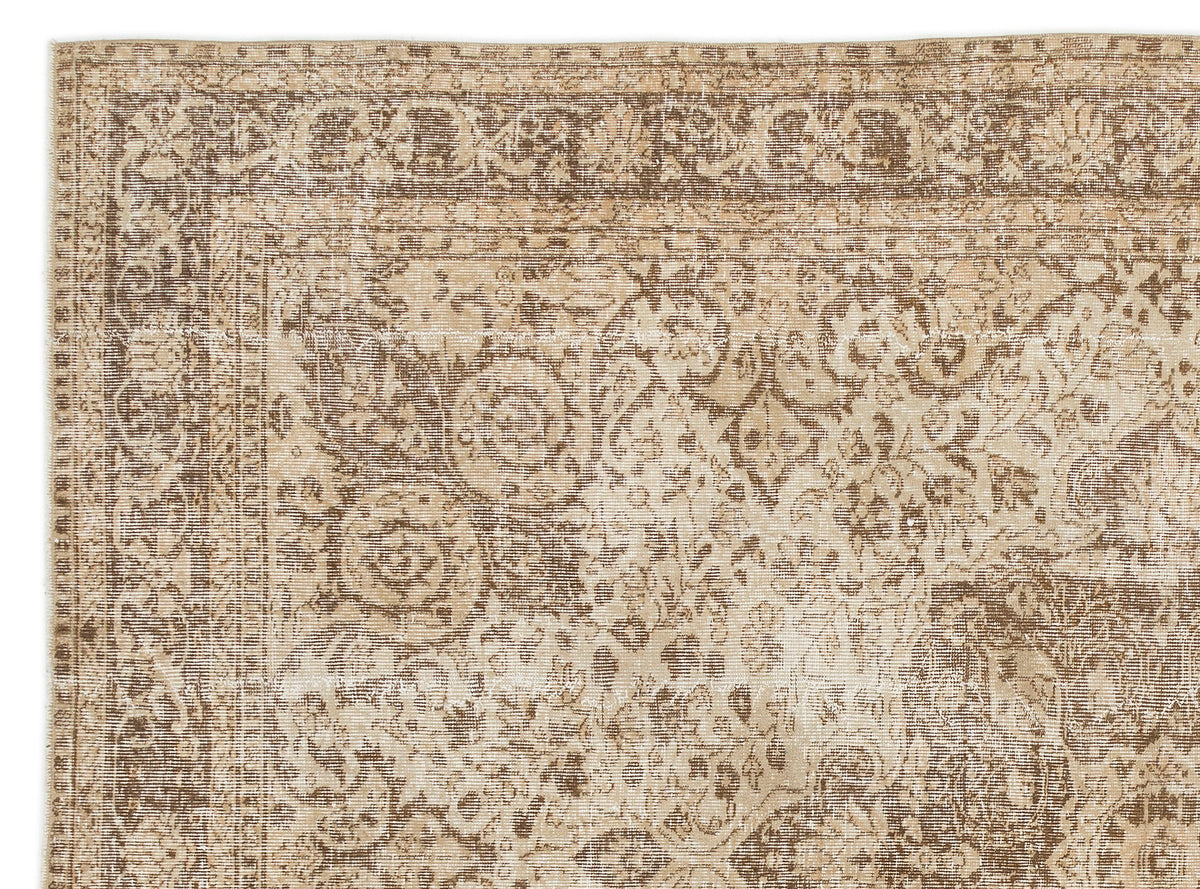 Beige Over Dyed Vintage Rug 7&#39;2&#39;&#39; x 9&#39;11&#39;&#39; ft 219 x 301 cm