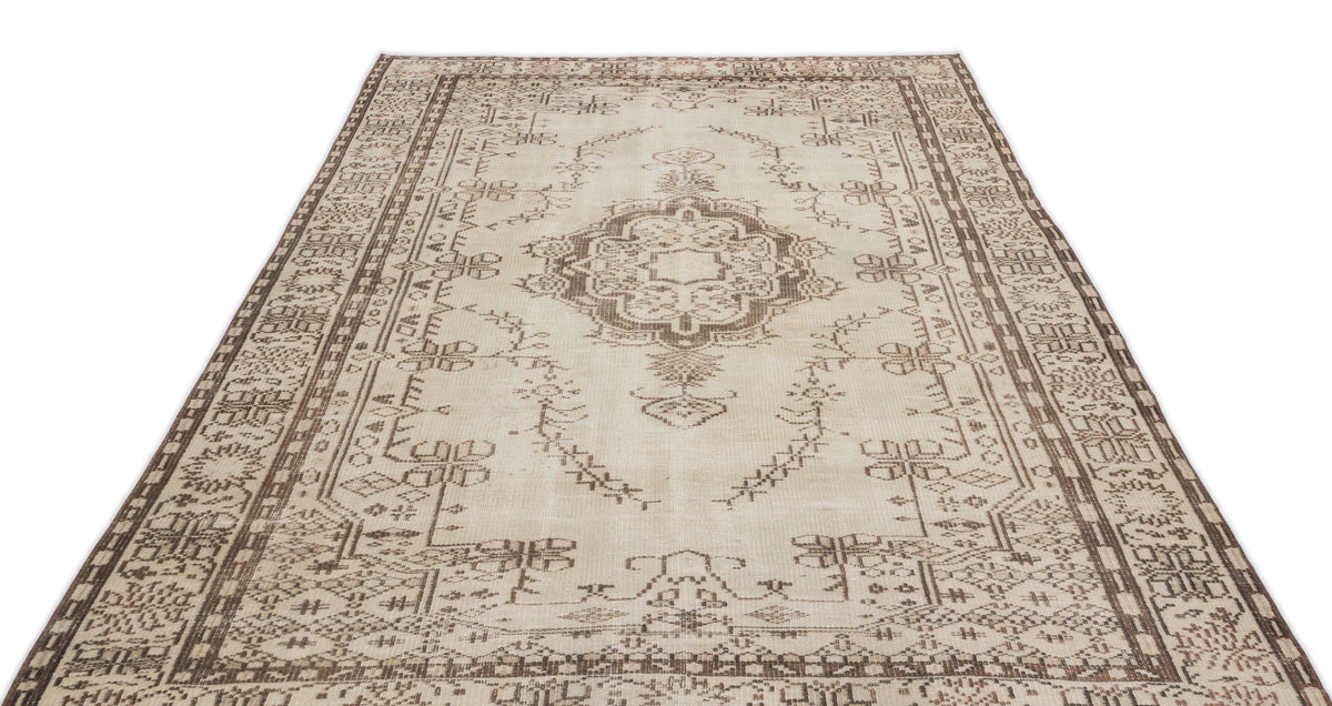 Beige Over Dyed Vintage Rug 6&#39;0&#39;&#39; x 9&#39;6&#39;&#39; ft 184 x 290 cm