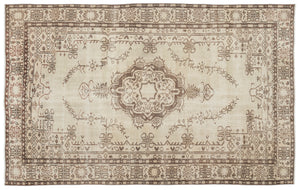 Beige Over Dyed Vintage Rug 6'0'' x 9'6'' ft 184 x 290 cm