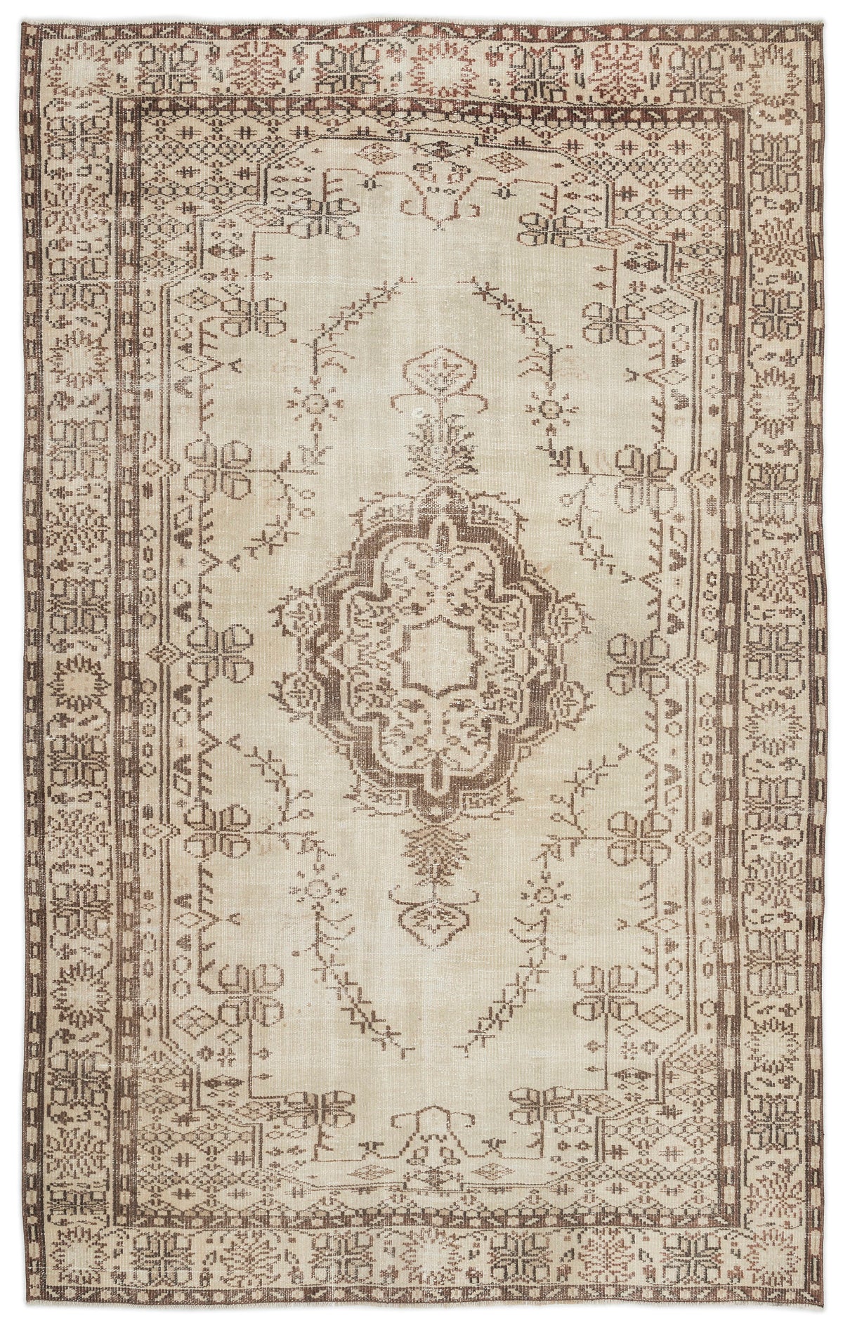 Beige Over Dyed Vintage Rug 6&#39;0&#39;&#39; x 9&#39;6&#39;&#39; ft 184 x 290 cm