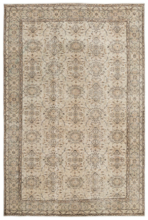 Beige Over Dyed Vintage Rug 6'2'' x 9'1'' ft 187 x 278 cm