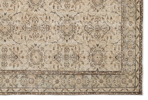 Beige Over Dyed Vintage Rug 6'2'' x 9'1'' ft 187 x 278 cm