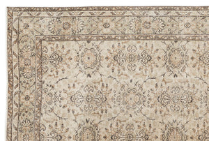 Beige Over Dyed Vintage Rug 6'2'' x 9'1'' ft 187 x 278 cm