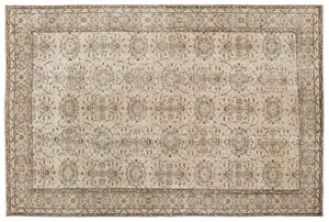 Beige Over Dyed Vintage Rug 6'2'' x 9'1'' ft 187 x 278 cm