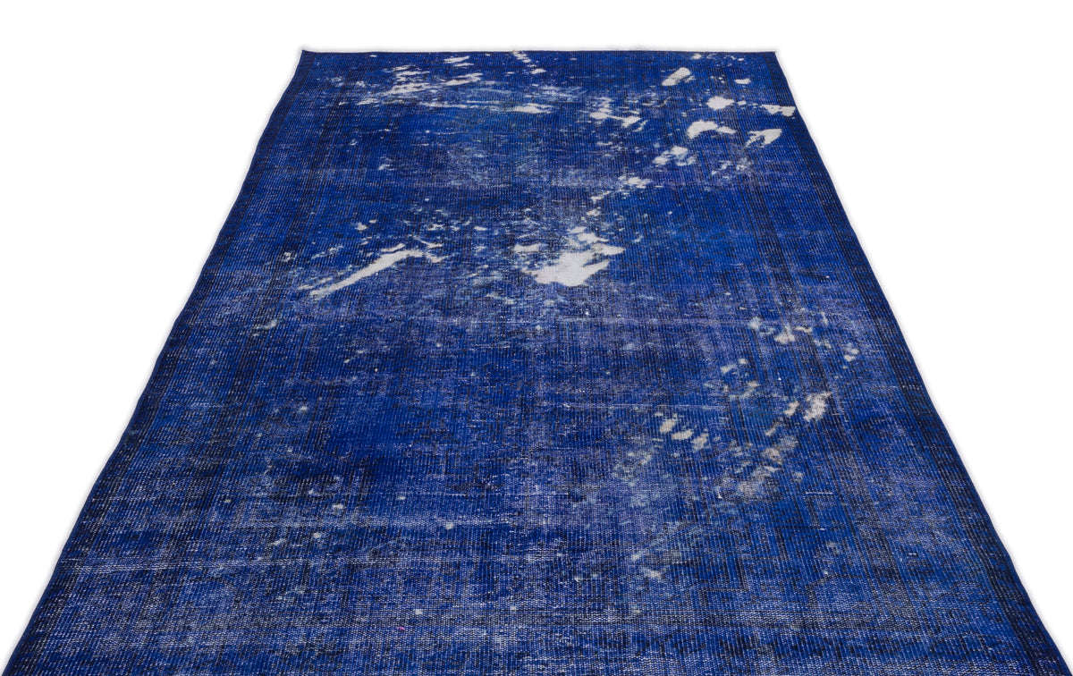 Blue Over Dyed Vintage Rug 5&#39;2&#39;&#39; x 9&#39;7&#39;&#39; ft 157 x 292 cm