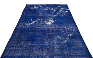 Blue Over Dyed Vintage Rug 5'2'' x 9'7'' ft 157 x 292 cm