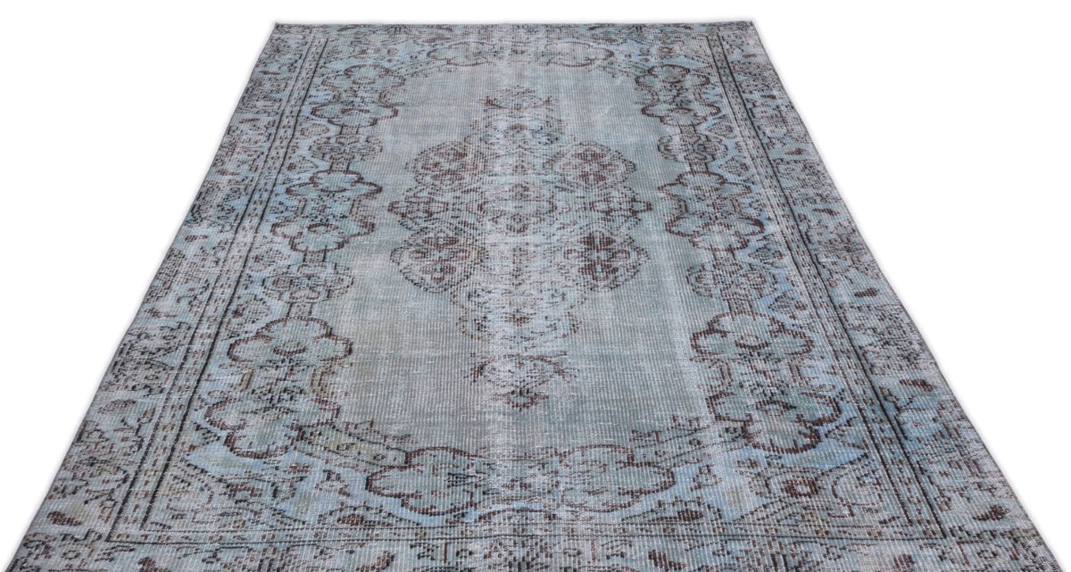 Traditional Design Stone Blue Over Dyed Vintage Rug 5&#39;5&#39;&#39; x 8&#39;11&#39;&#39; ft 166 x 273 cm