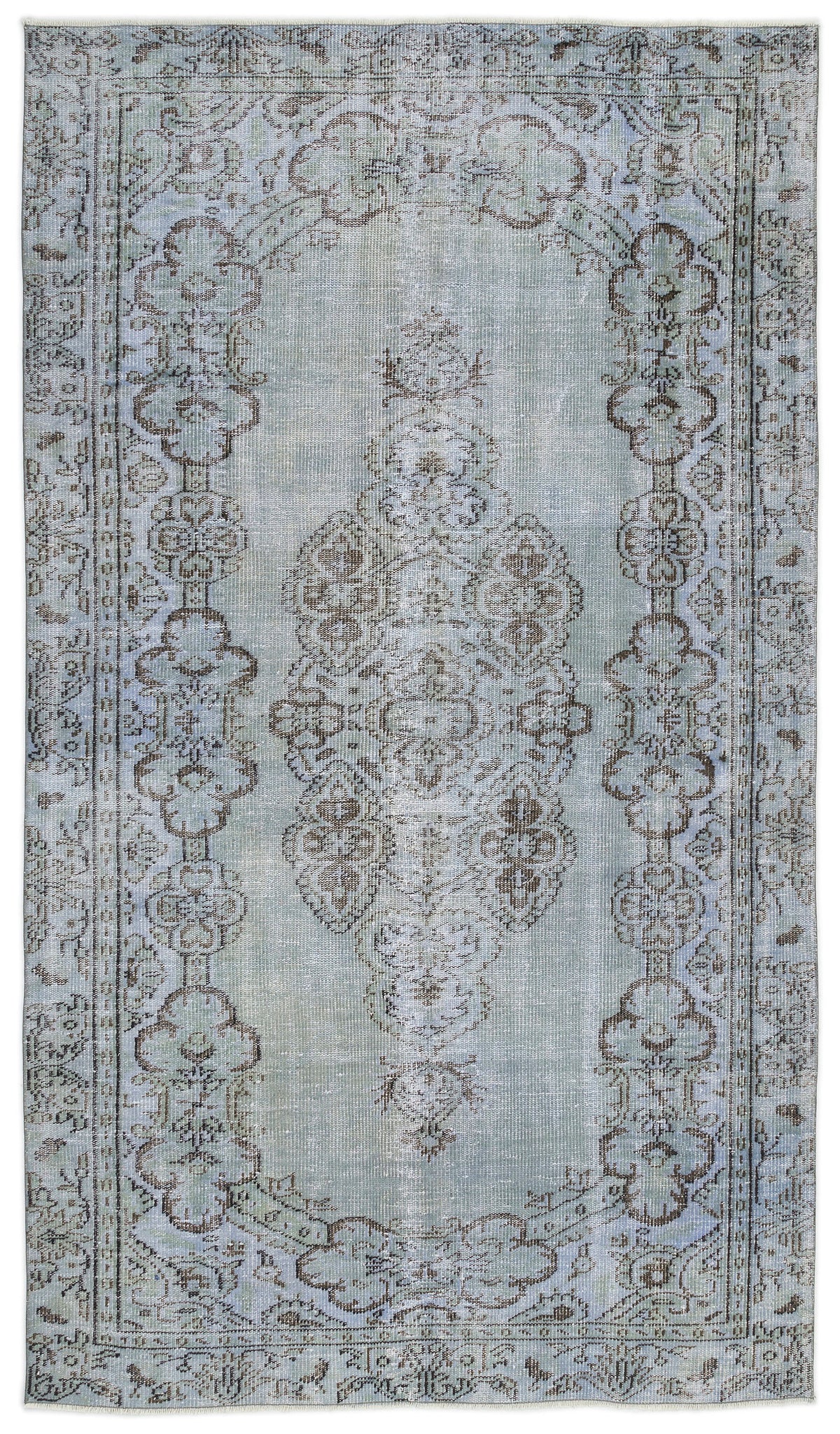 Traditional Design Stone Blue Over Dyed Vintage Rug 5&#39;5&#39;&#39; x 8&#39;11&#39;&#39; ft 166 x 273 cm