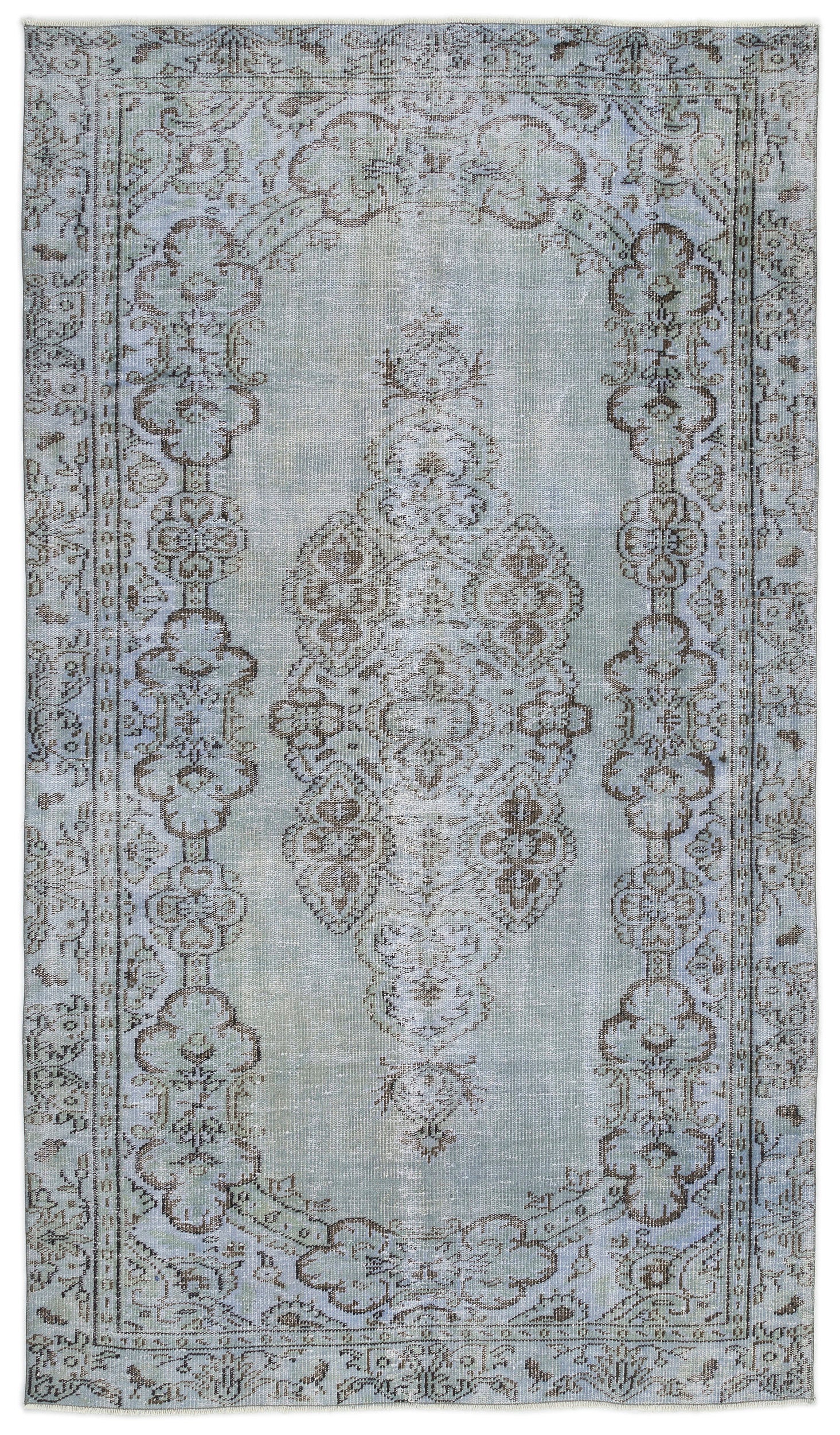 Traditional Design Stone Blue Over Dyed Vintage Rug 5'5'' x 8'11'' ft 166 x 273 cm
