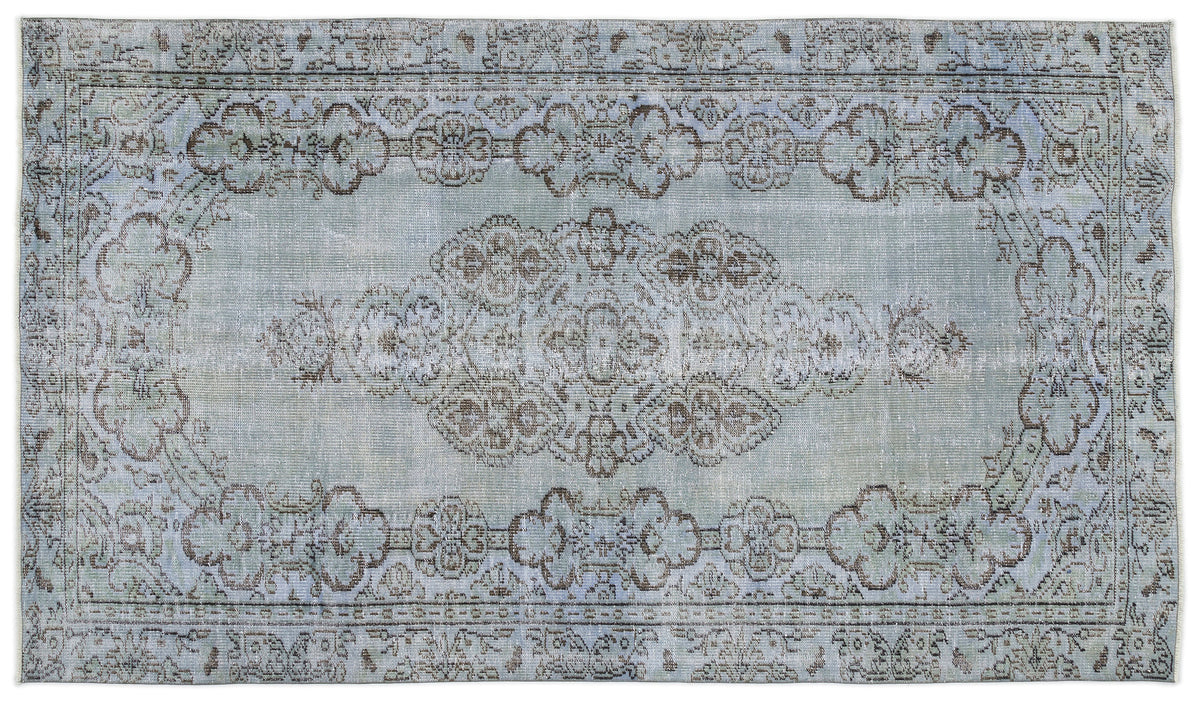 Traditional Design Stone Blue Over Dyed Vintage Rug 5&#39;5&#39;&#39; x 8&#39;11&#39;&#39; ft 166 x 273 cm