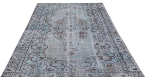 Traditional Design Stone Blue Over Dyed Vintage Rug 5'5'' x 8'11'' ft 166 x 273 cm