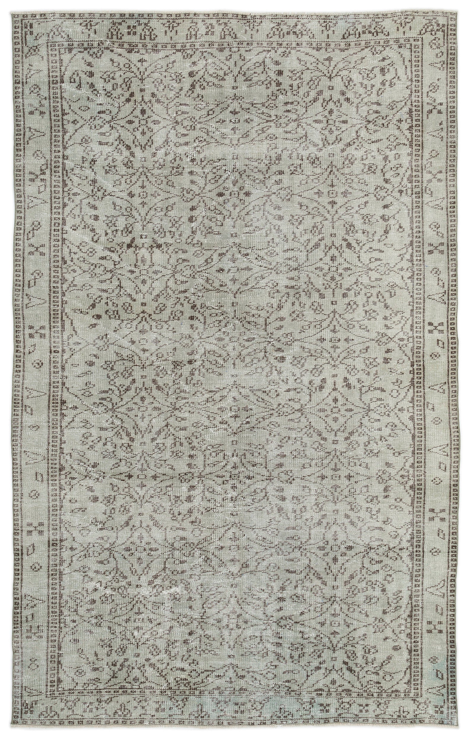 Green Over Dyed Vintage Rug 5'11'' x 9'7'' ft 180 x 293 cm
