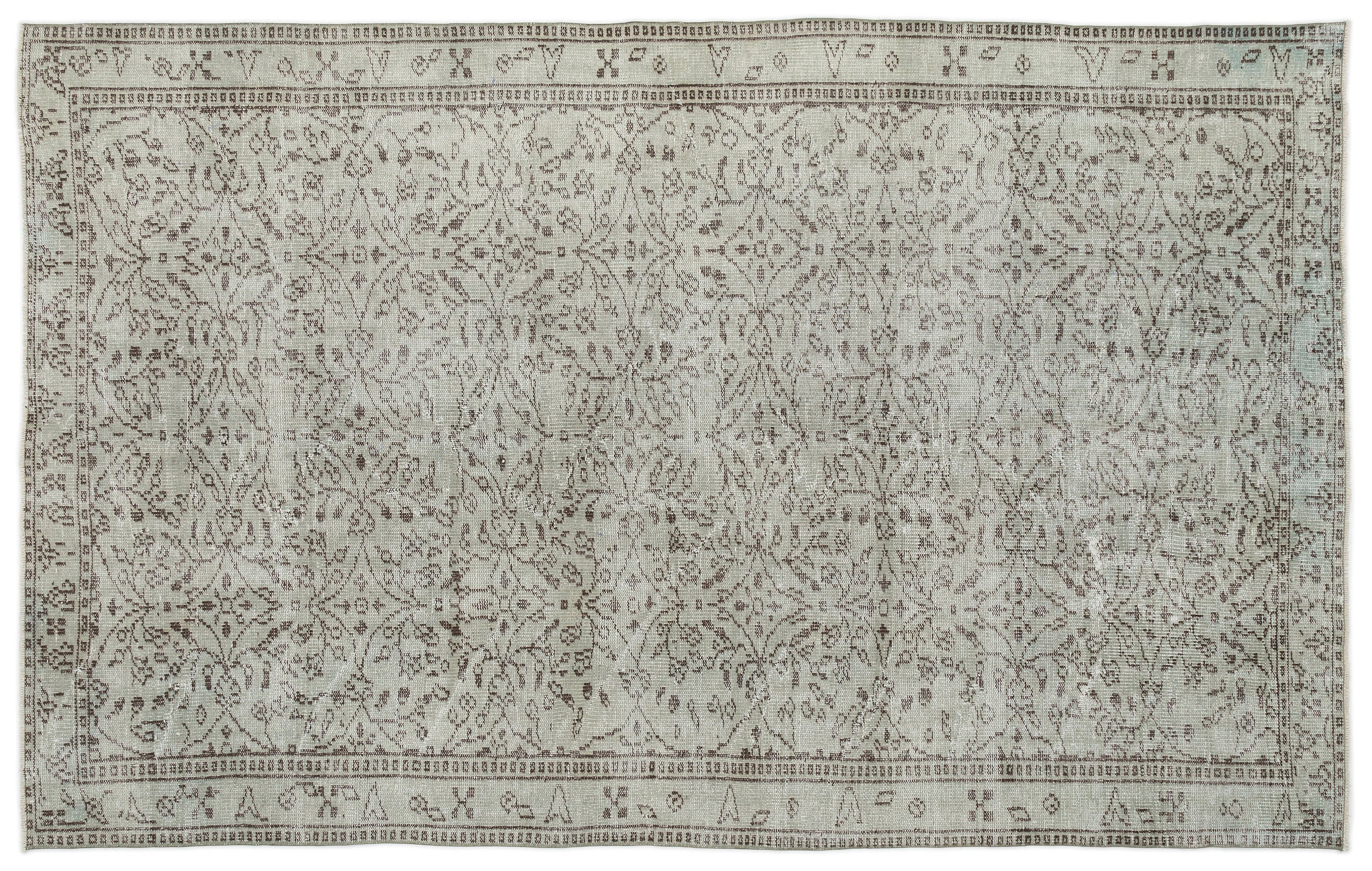 Green Over Dyed Vintage Rug 5'11'' x 9'7'' ft 180 x 293 cm