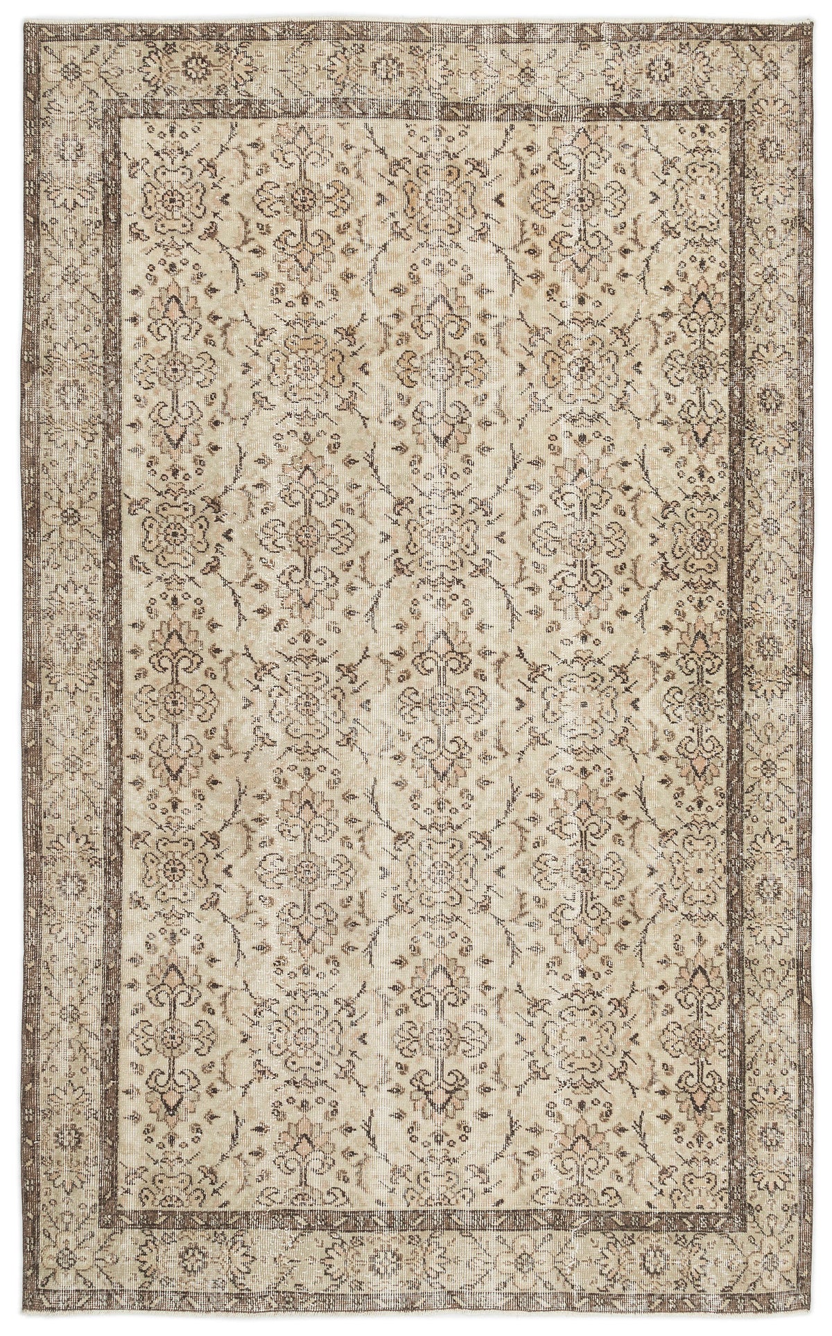 Beige Over Dyed Vintage Rug 5&#39;9&#39;&#39; x 9&#39;1&#39;&#39; ft 174 x 278 cm