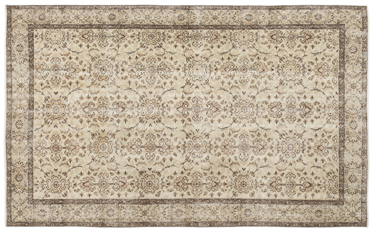 Beige Over Dyed Vintage Rug 5&#39;9&#39;&#39; x 9&#39;1&#39;&#39; ft 174 x 278 cm