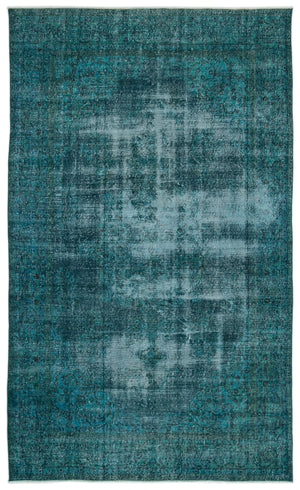 Turquoise  Over Dyed Vintage Rug 6'6'' x 10'11'' ft 197 x 334 cm