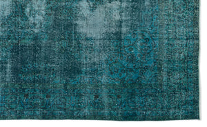 Turquoise  Over Dyed Vintage Rug 6'6'' x 10'11'' ft 197 x 334 cm